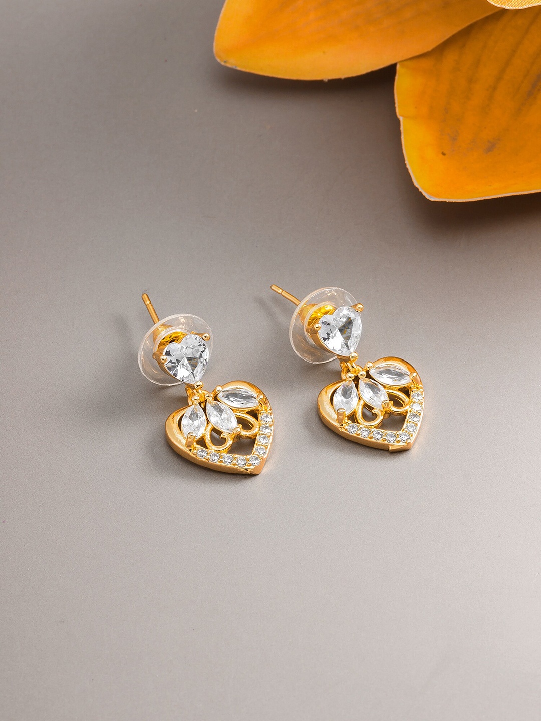 

aadita Gold-Toned Geometric Drop Earrings