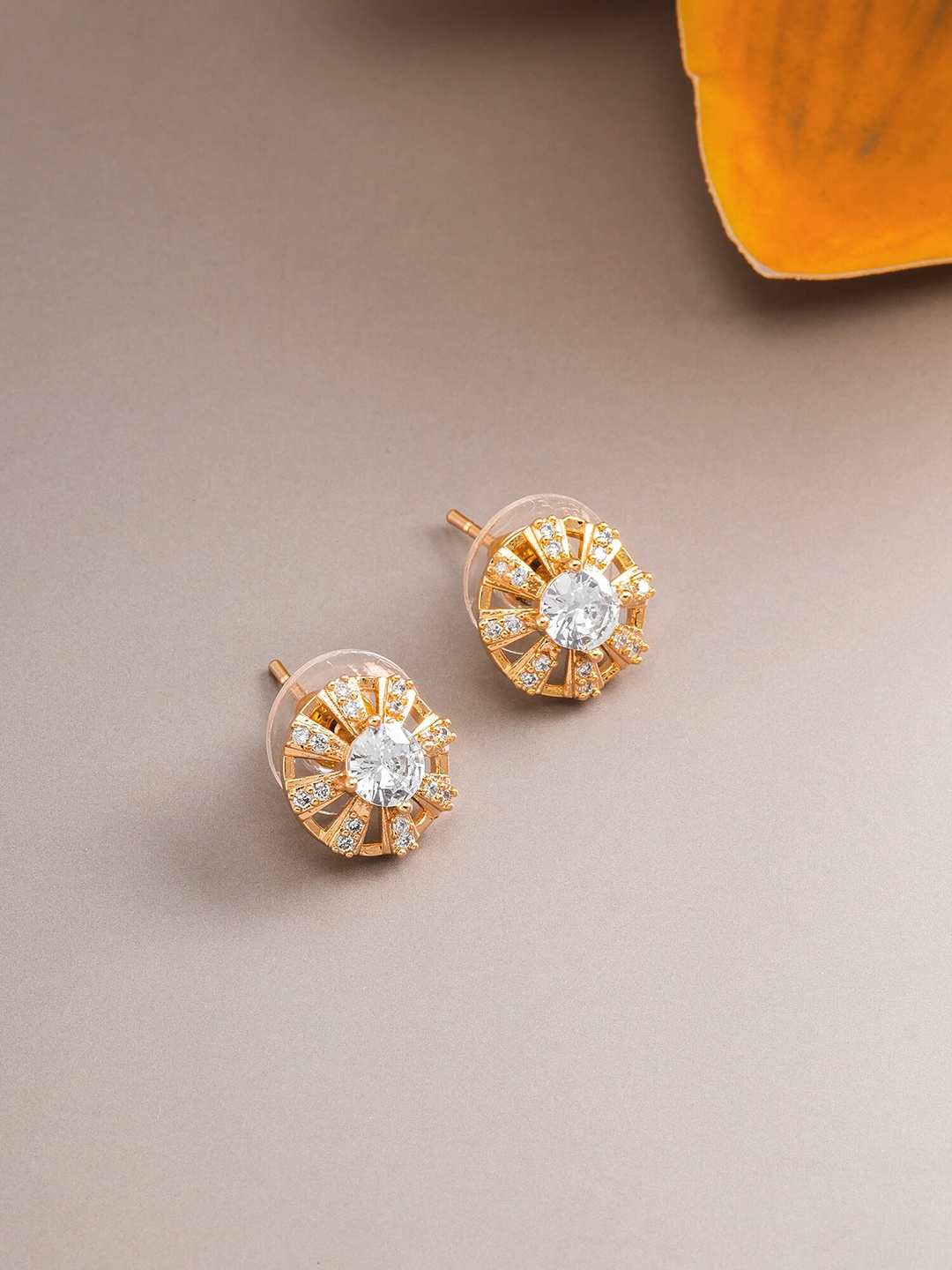 

aadita Gold-Toned Geometric Studs Earrings