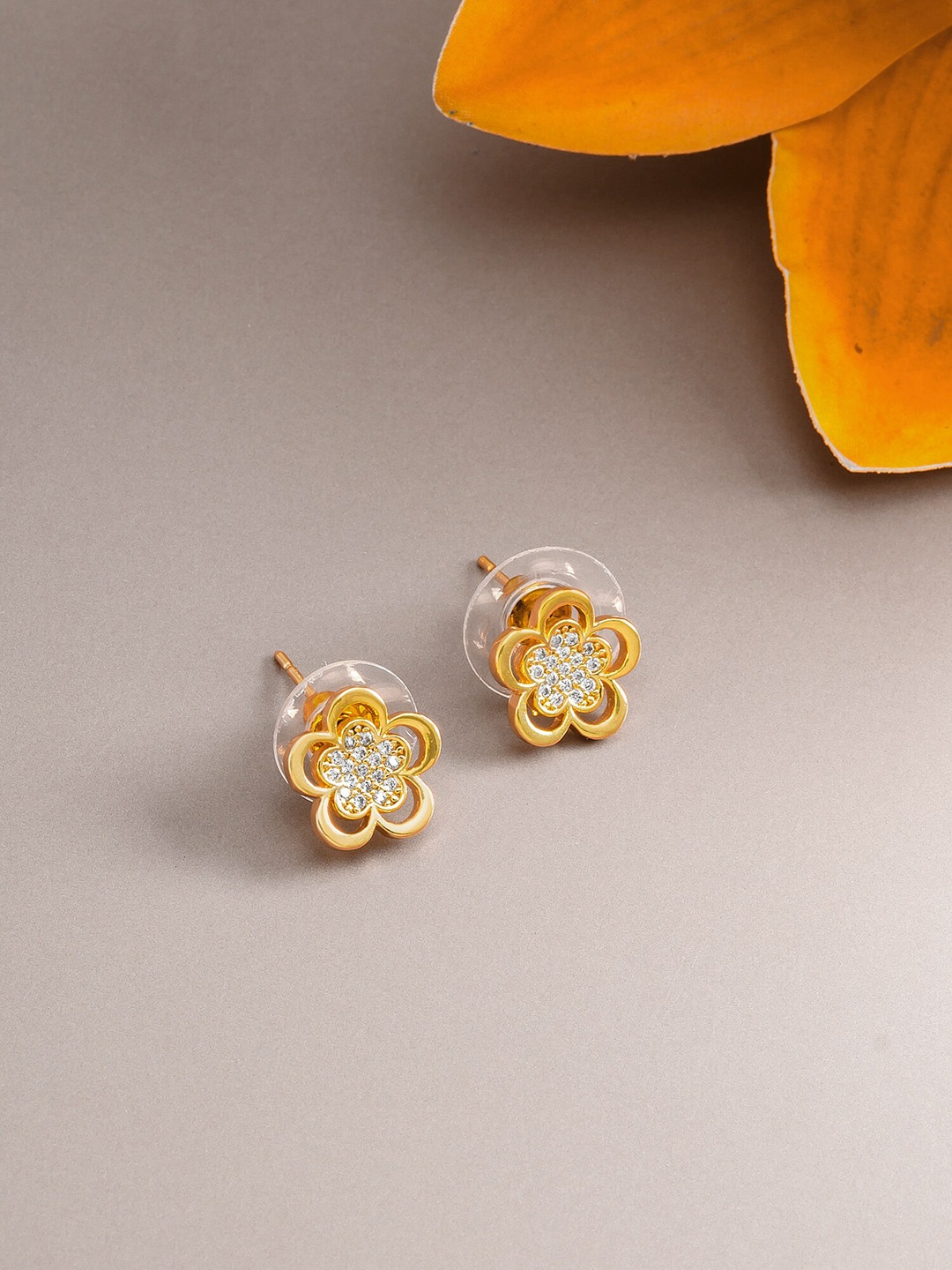 

aadita Gold-Toned Geometric Studs Earrings