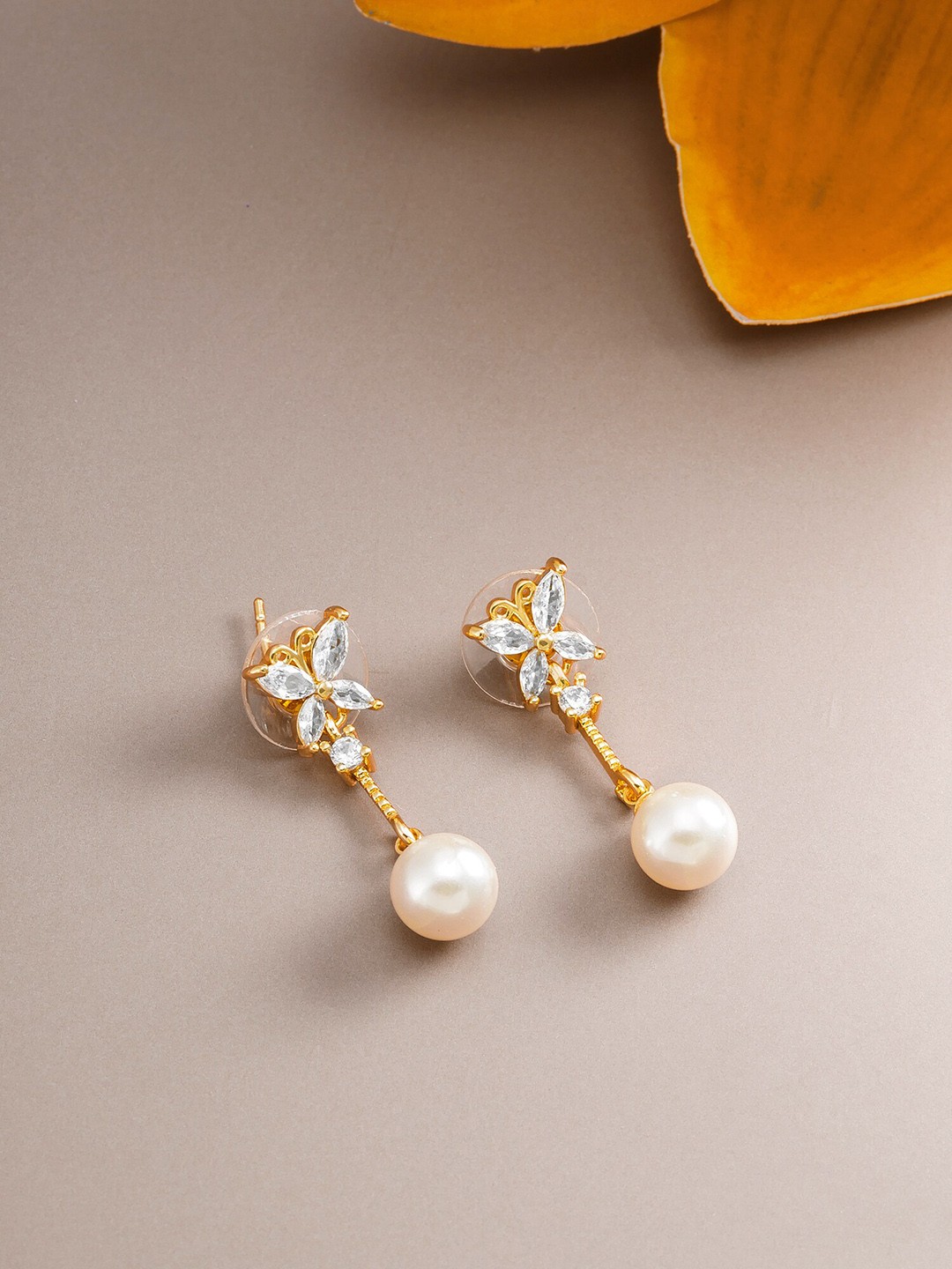 

aadita Gold-Toned Geometric Drop Earrings