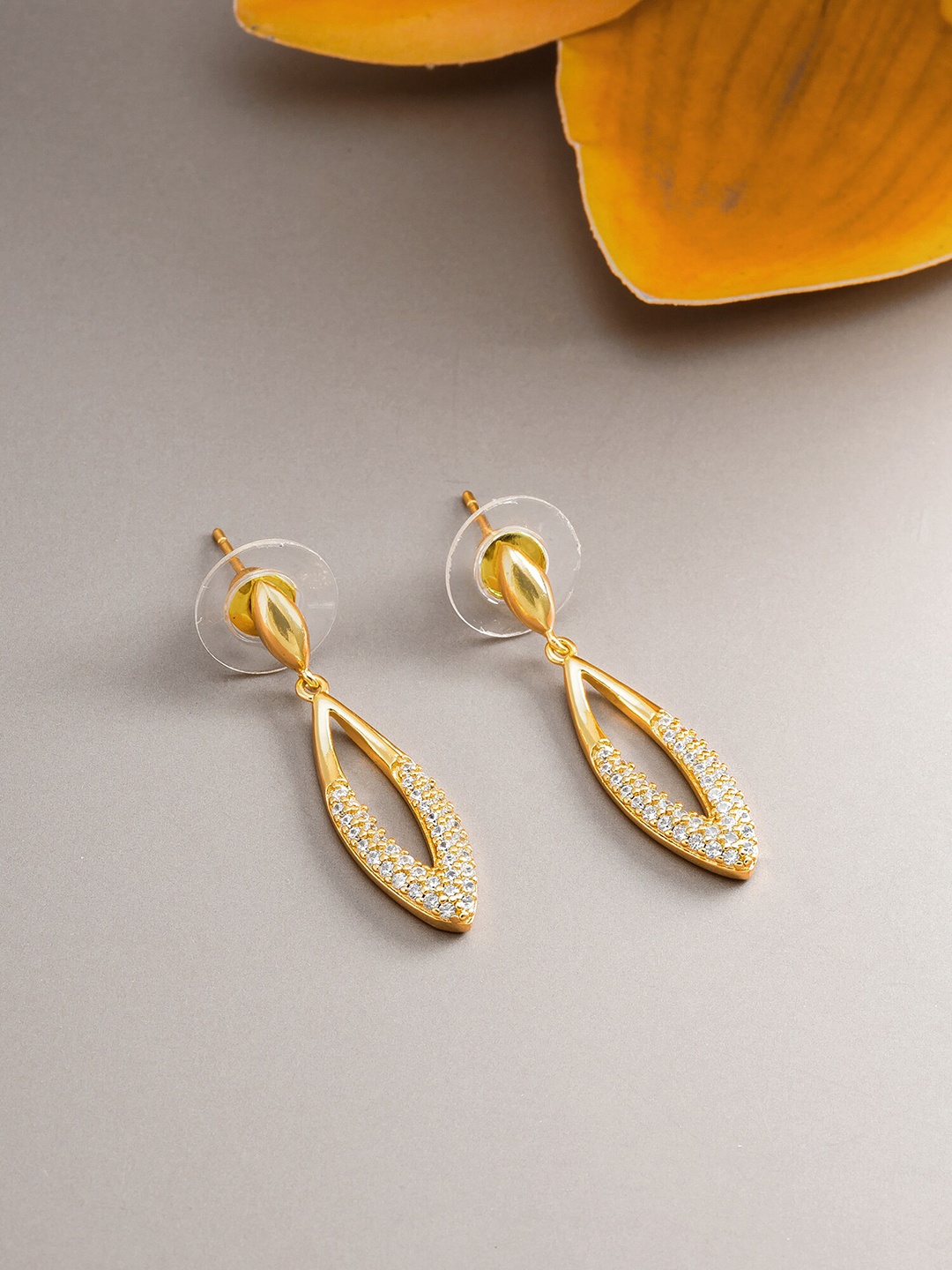 

aadita Gold-Toned Geometric Drop Earrings