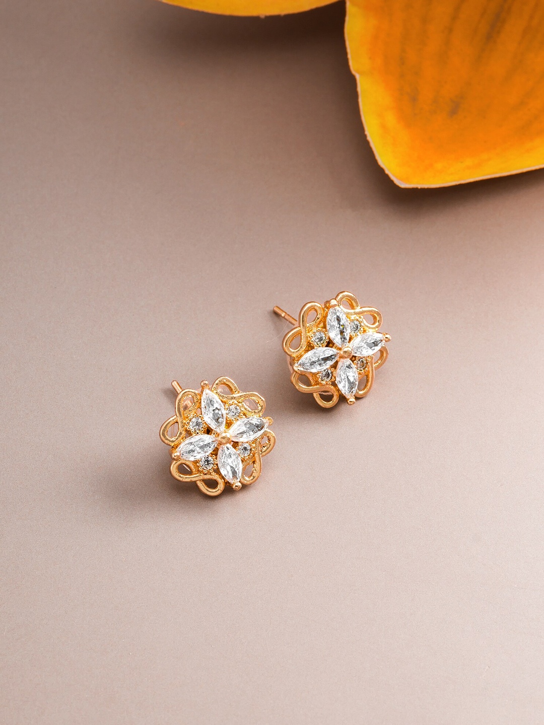 

aadita Gold-Toned Geometric Studs Earrings
