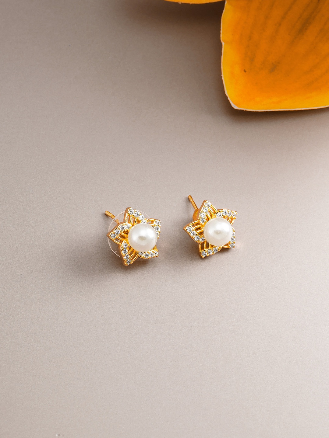 

aadita Gold-Toned Geometric Studs Earrings