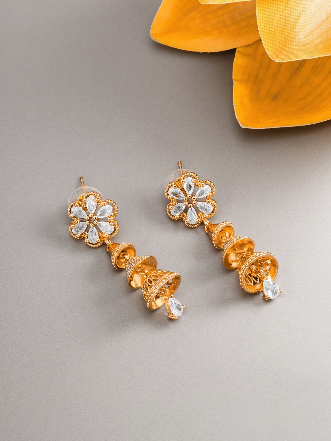 

aadita Gold-Toned Geometric Drop Earrings