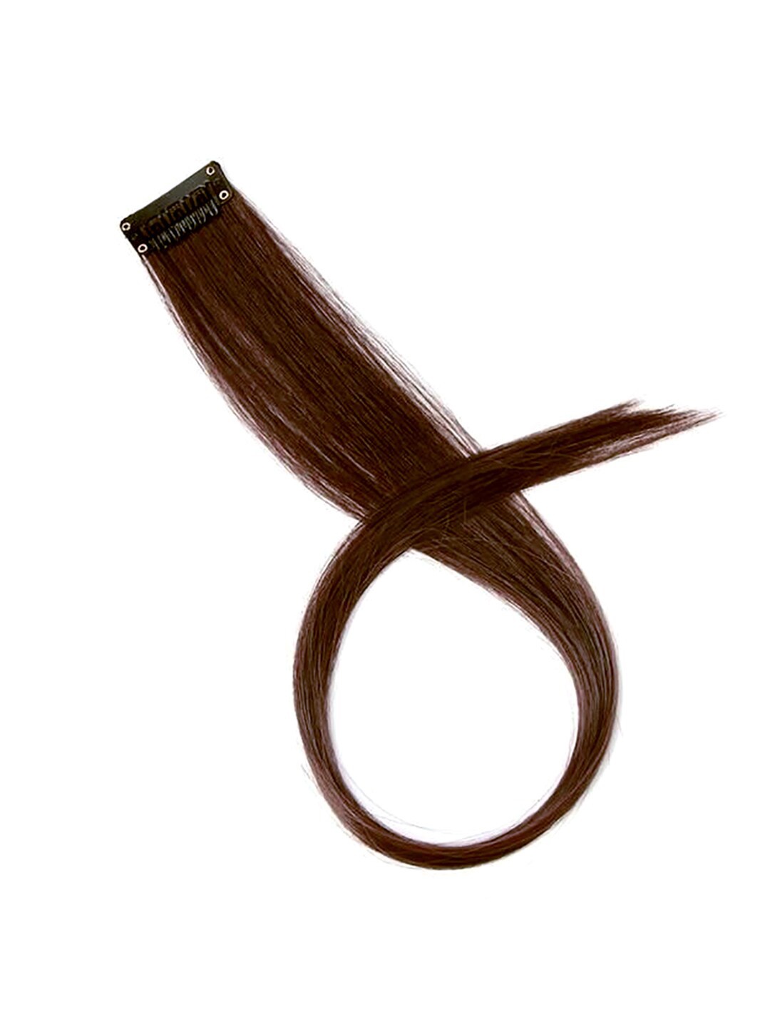 

LeModish Dark Brown 14 Inches Single Clip Human Hair Streaks Side-On Hair Clip