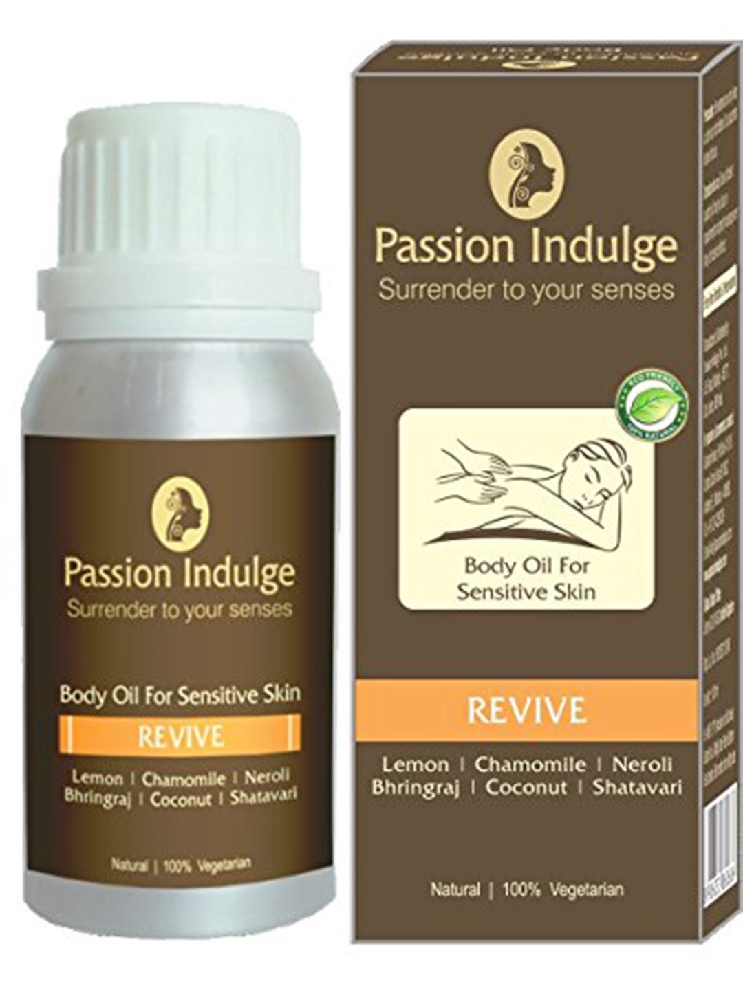 

Passion Indulge Revive Body Natural & Vegan Massage Body Oil for Sensitive Skin - 120 ml, Olive