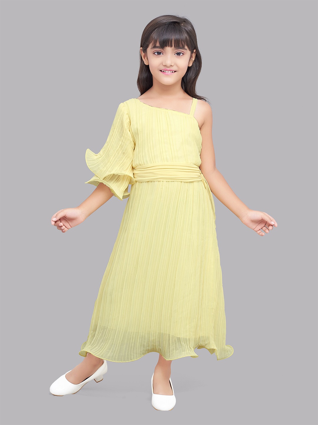 

Pink Chick Yellow Georgette Maxi Dress