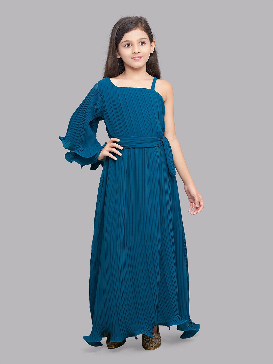 

Pink Chick Teal Georgette Maxi Dress
