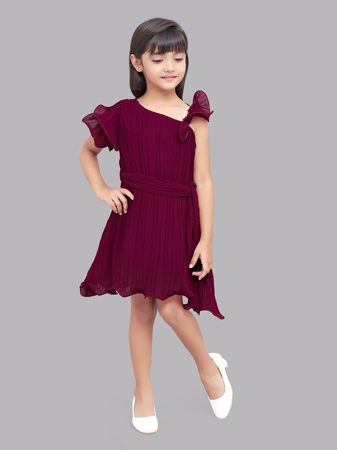 

Pink Chick Burgundy Georgette Dress