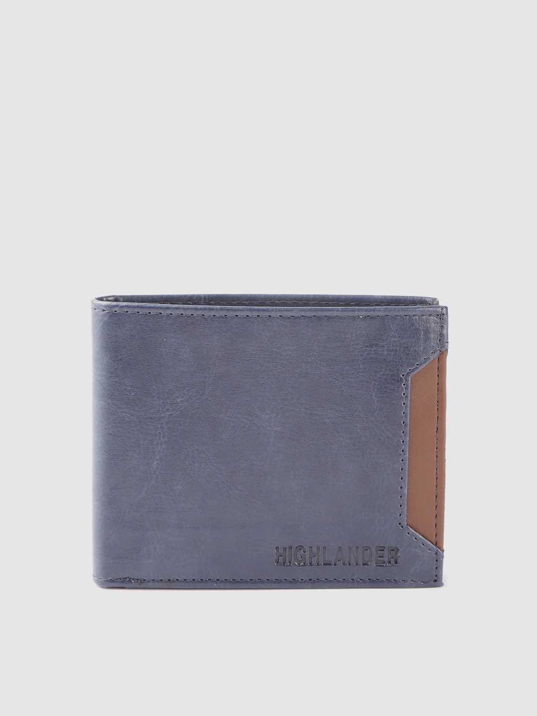 

HIGHLANDER Men Navy Blue & Tan Brown Solid Two Fold Wallet