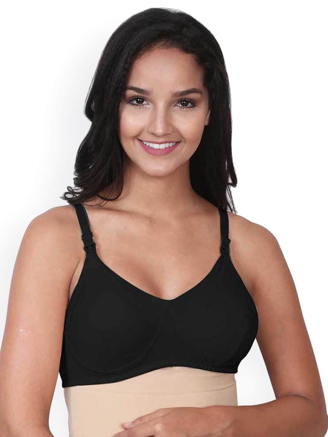 

MeeMee Medium Coverage Lightly Padded Cotton Non-wired Nursing Feeding Maternity Bra, Black