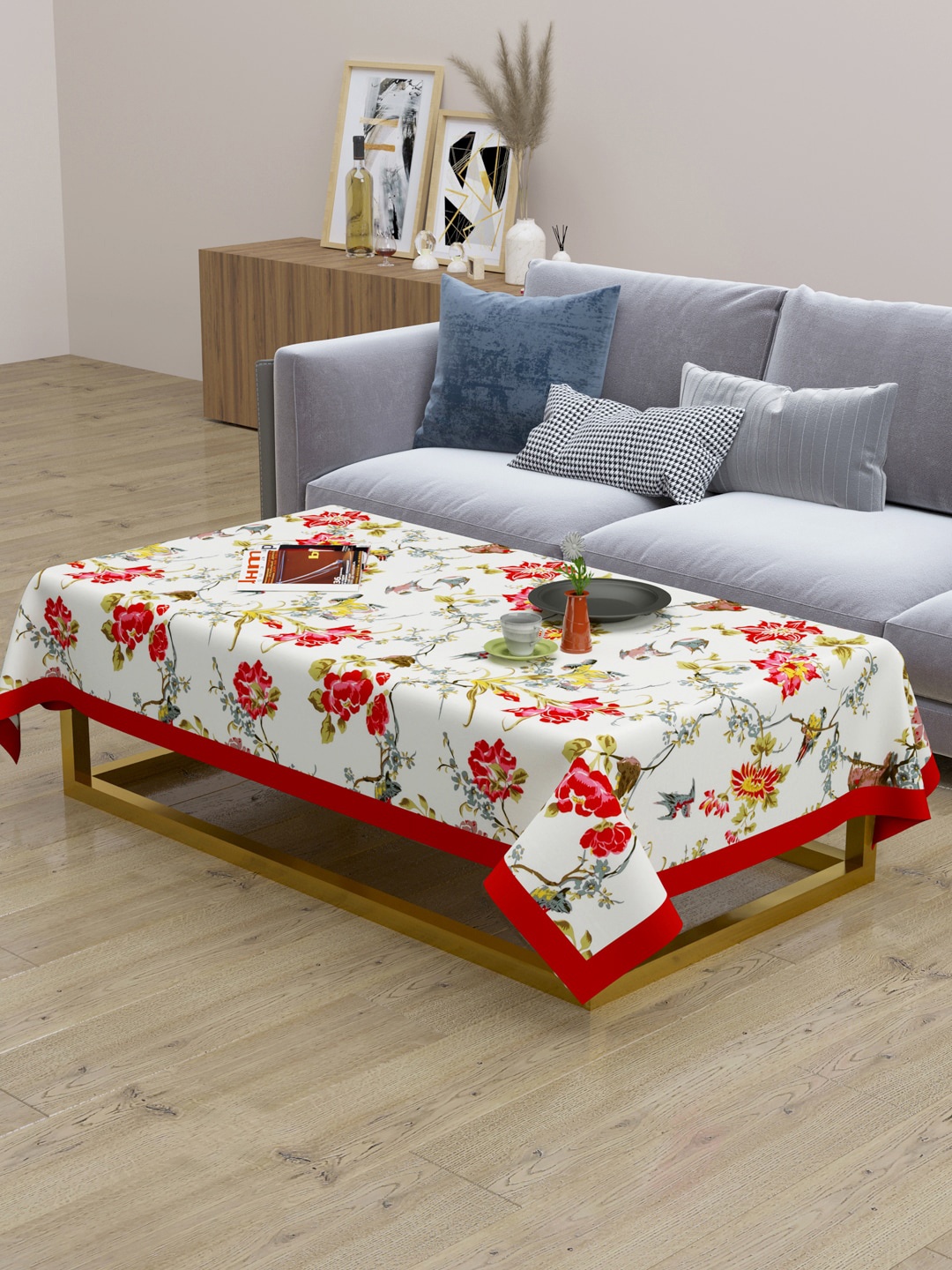 

Clasiko Red & Yellow Floral Printed 100% Cotton Centre Table Cover