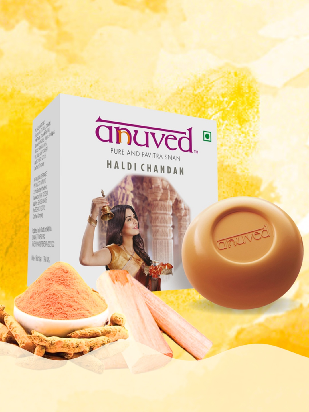 

Anuved Haldi Chandan Herbal Paraben-Free Soap - 125 ml, Beige