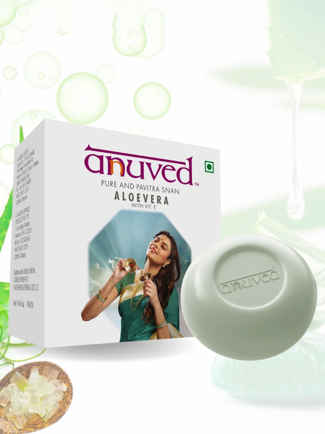 

Anuved Aloevera Herbal Paraben-Free Soap with Vitamin E - 125 ml, Off white