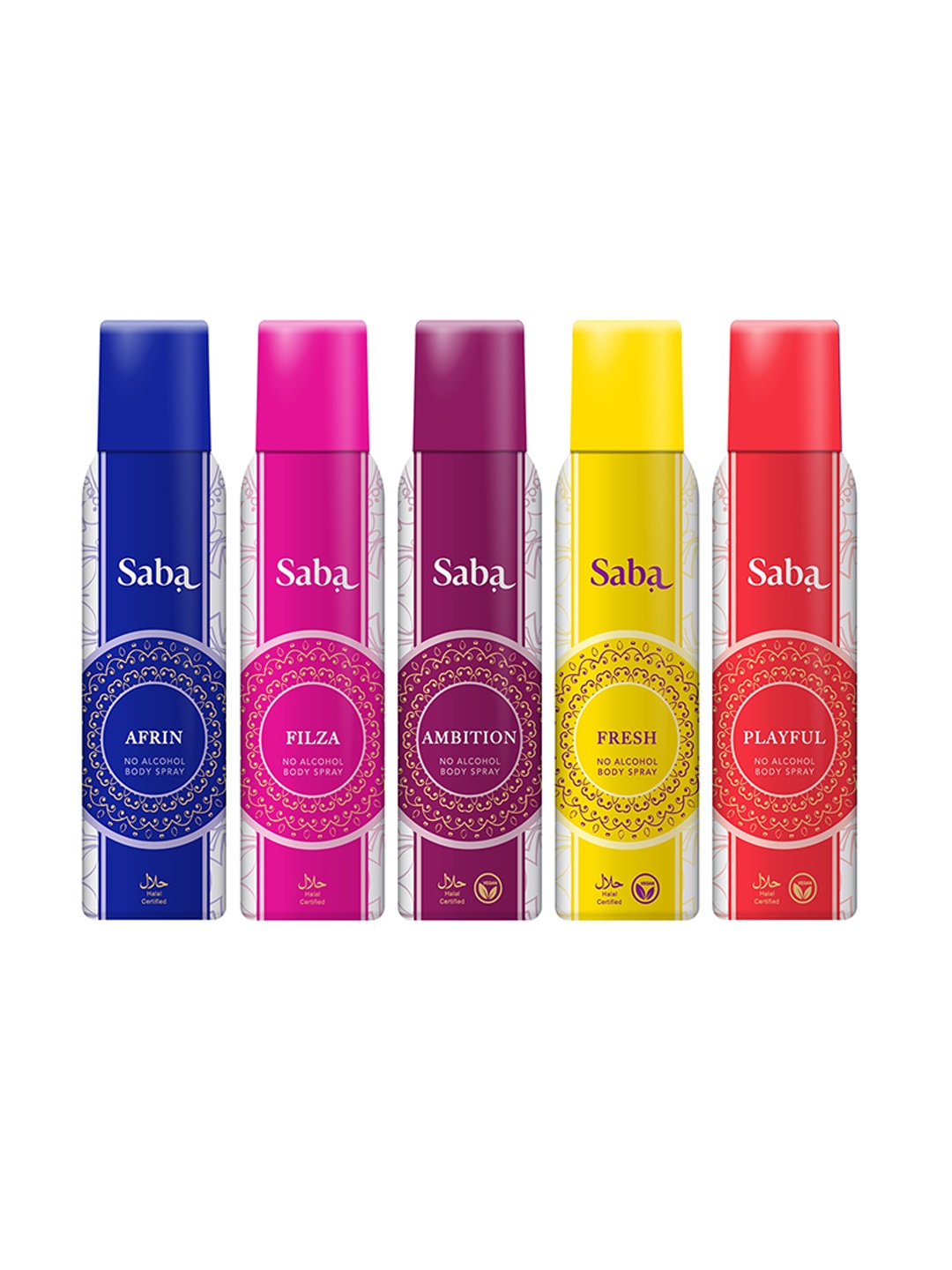 

Saba Women Set of Afrin + Filza + Ambition + Fresh + Playful Body Spray - 150 ml Each, Blue