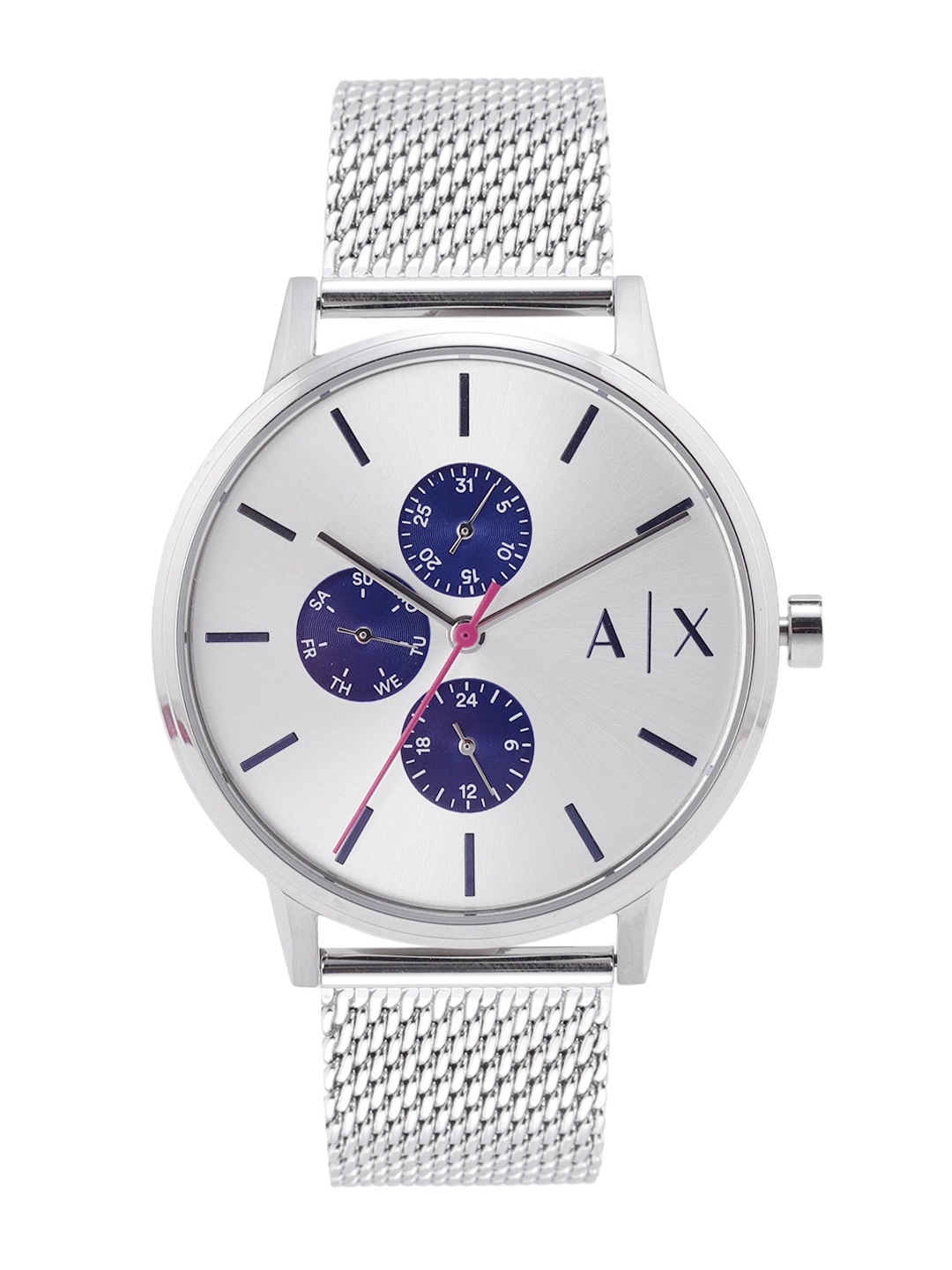

Armani Exchange Men Silver-Toned Dial & Bracelet Style Cayde Analogue Watch AX2743