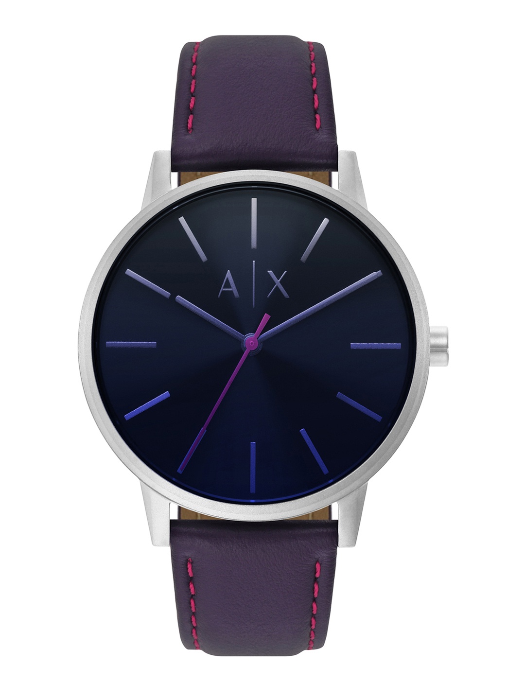 

Armani Exchange Men Blue Dial & Purple Leather Straps Cayde Analogue Watch AX2744