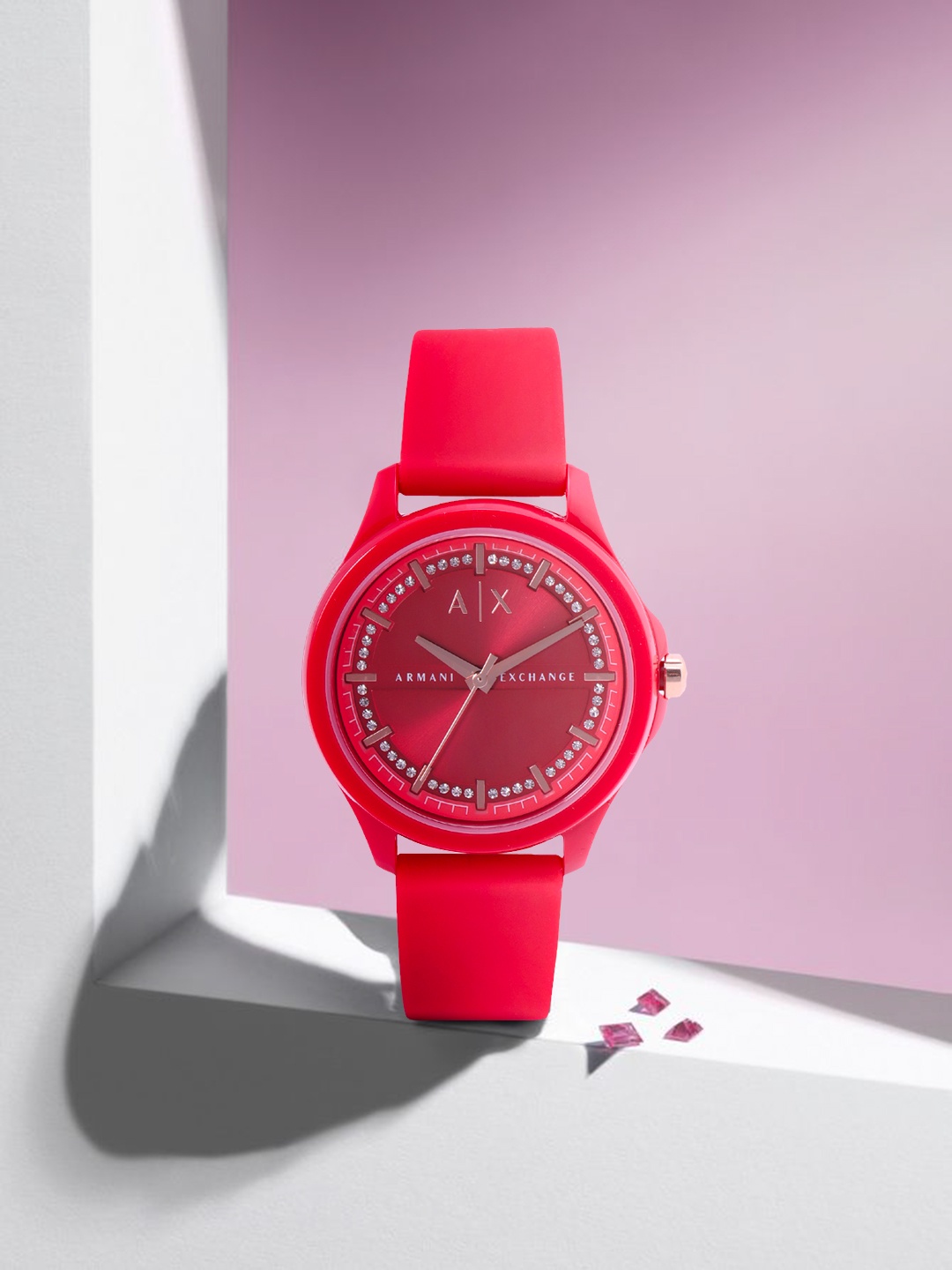 

Armani Exchange Women Red Embellished Dial & Straps Lady Hampton Analogue Watch