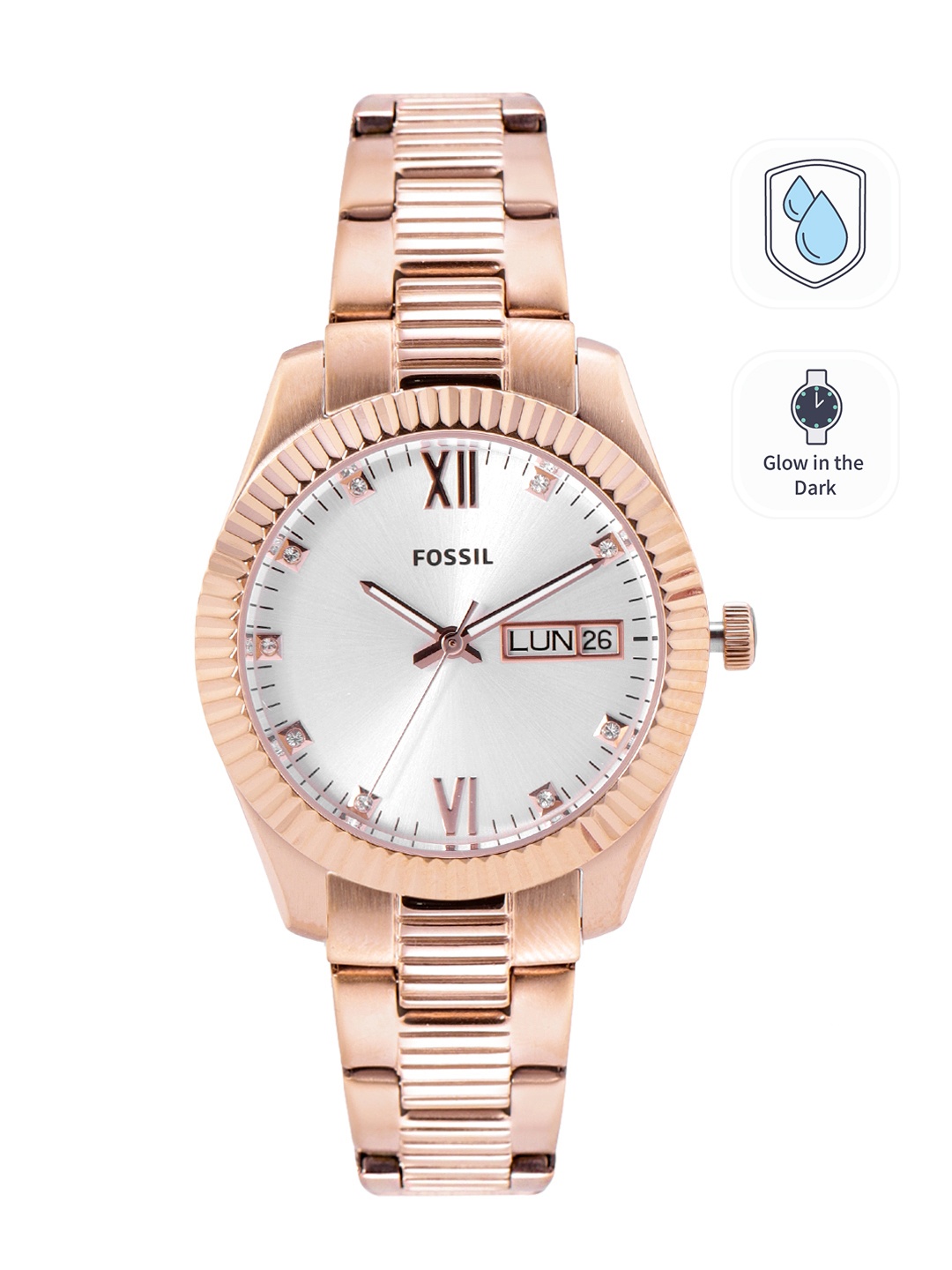 

Fossil Women Silver-Toned Scarlette Analogue Watch ES5200