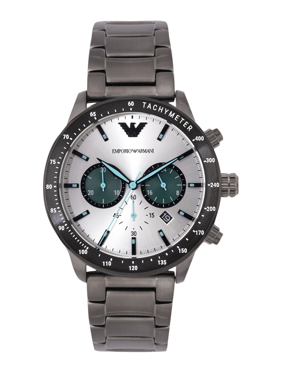 

Emporio Armani Men Mario Silver-Toned Dial & Gunmetal Toned Straps Analogue Watch AR11471