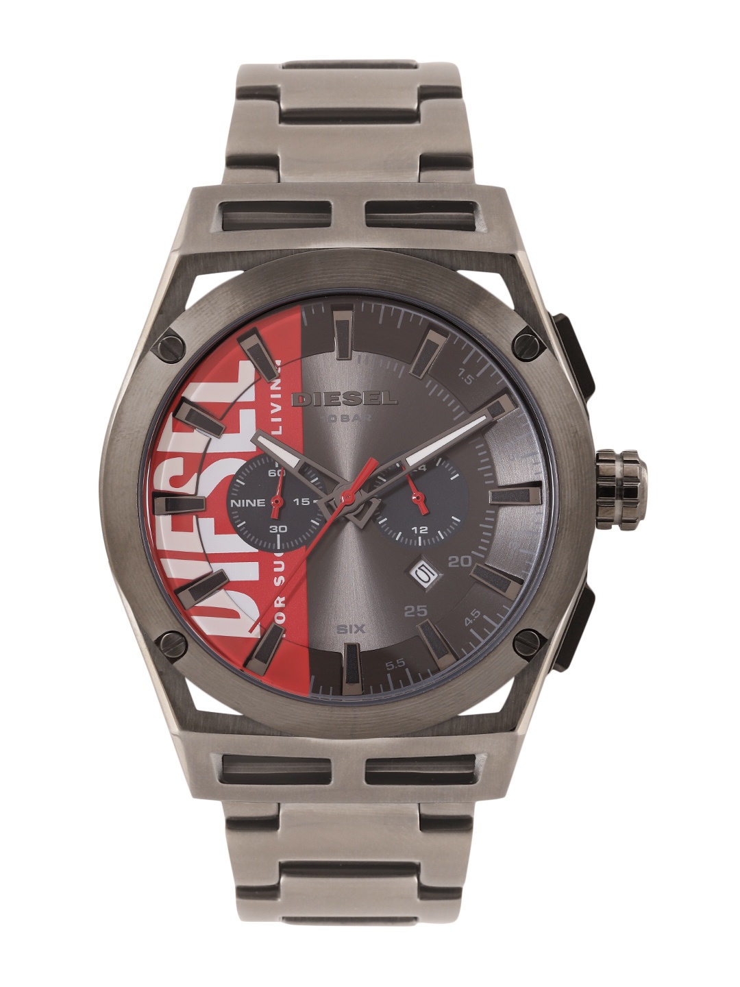 

DIESEL Men Printed Timeframe Bracelet Style Analogue Chronograph Watch DZ4598-Grey, Black