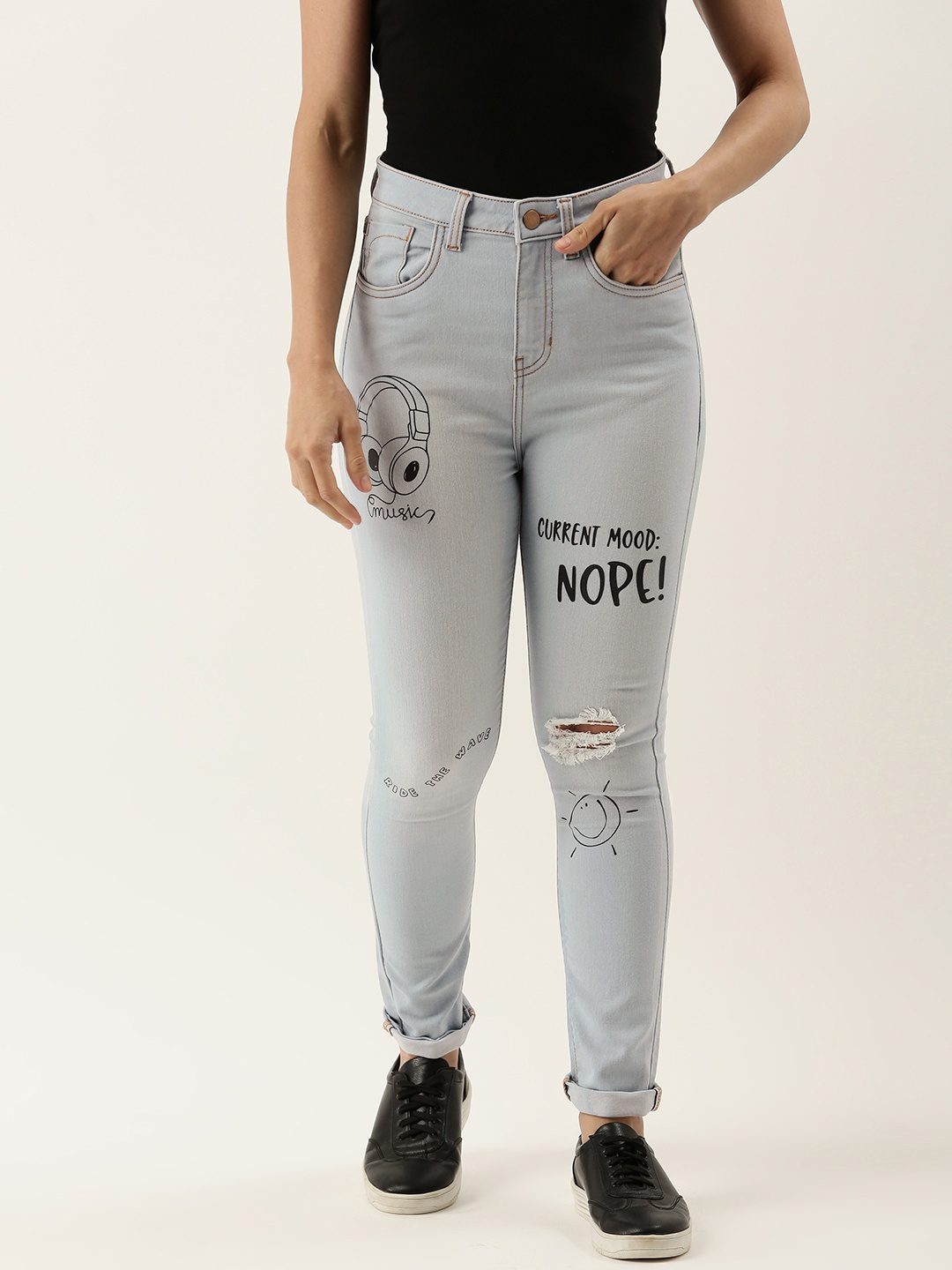 

Bene Kleed Women Blue Slim Fit Printed Stretchable Jeans