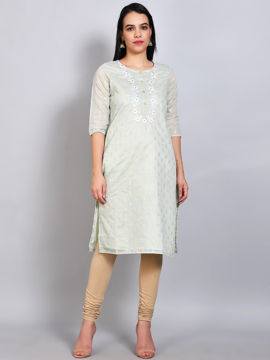 

FLAVIDO Women Green Ethnic Motifs Chanderi Silk Kurta