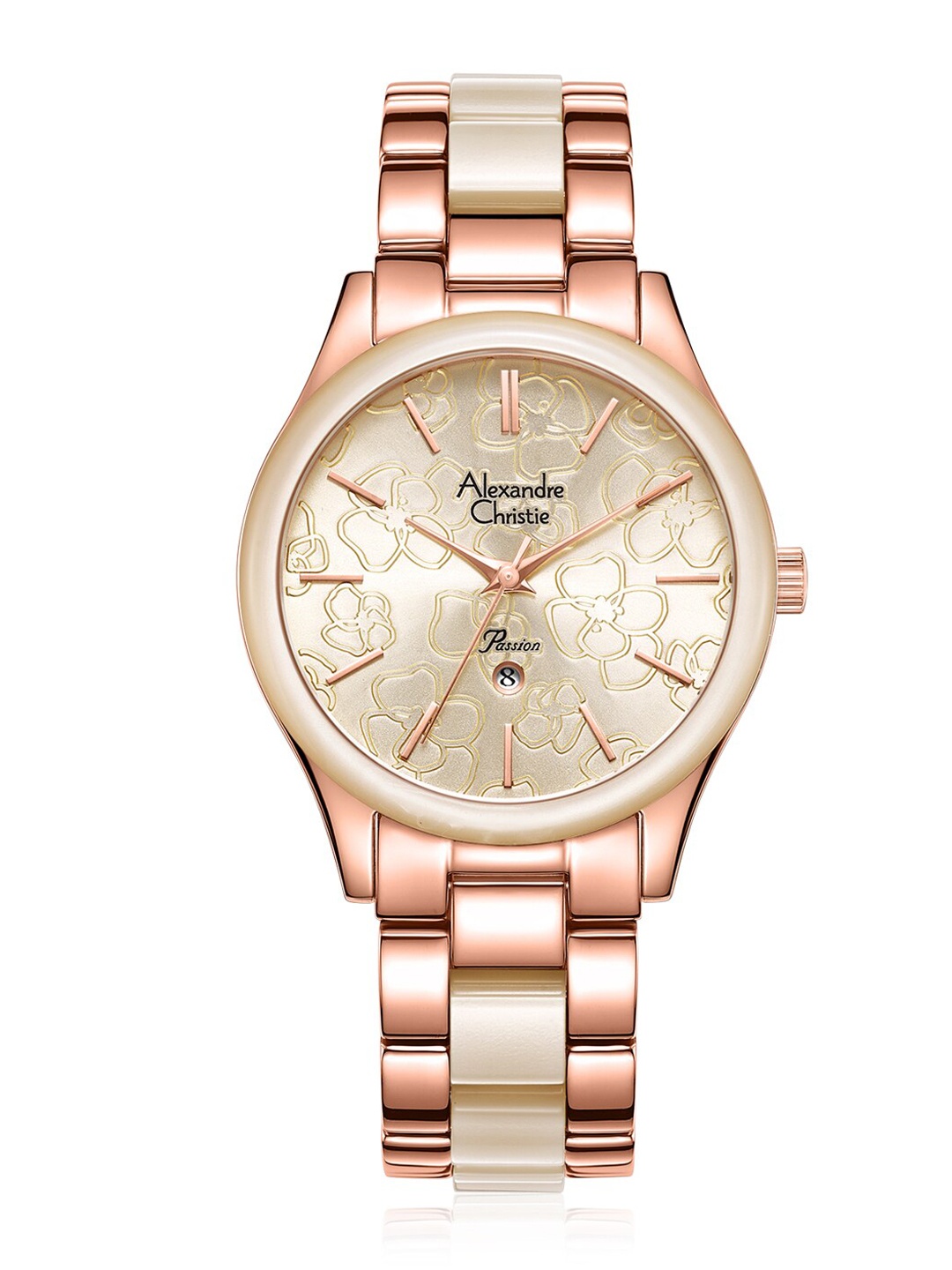 

Alexandre Christie Women Rose Gold-Toned Embellished Dial & Stainless Steel Straps Analogue Watch