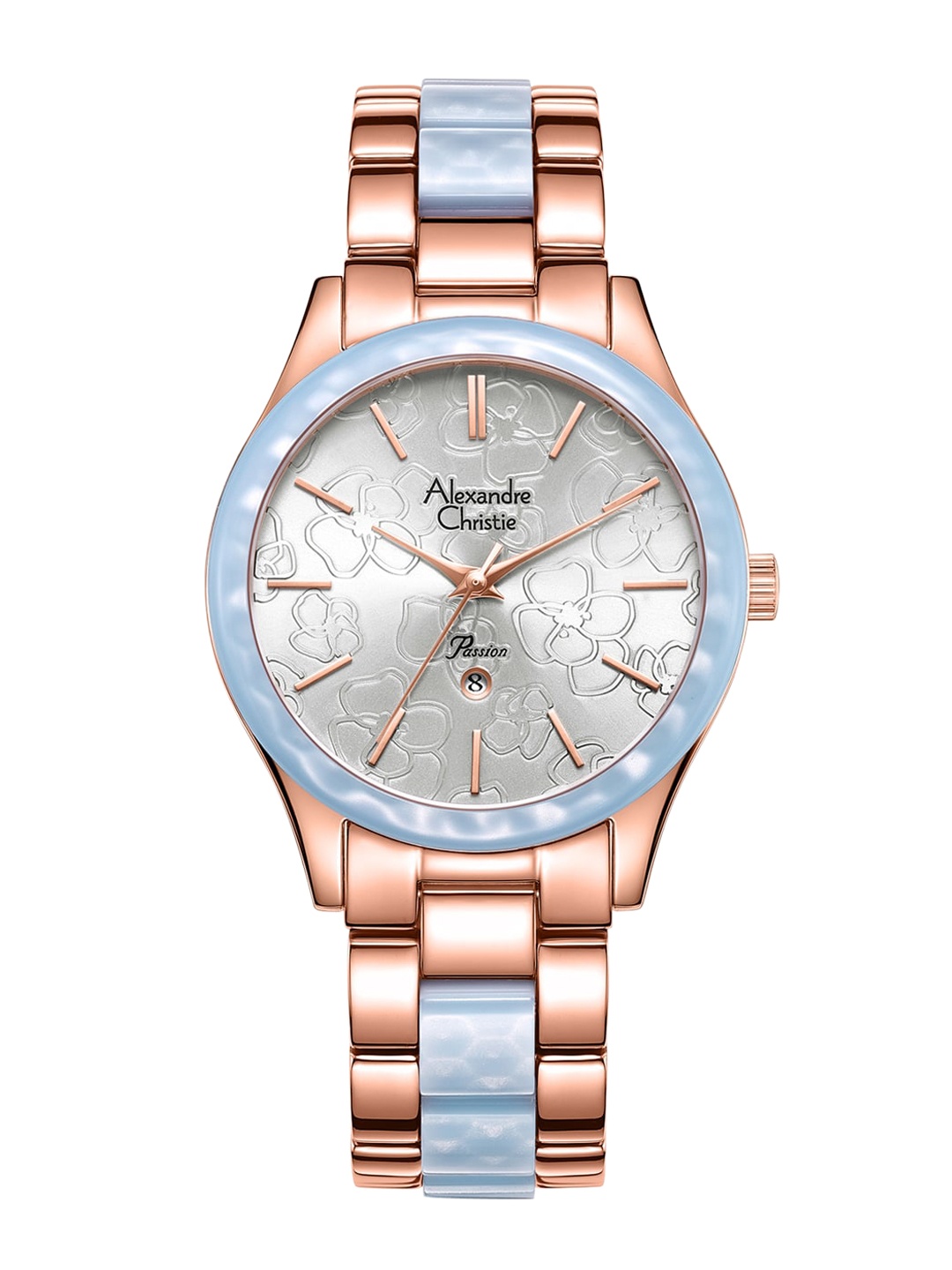 

Alexandre Christie Women Rose Gold-Toned Embellished Dial & Stainless Steel Straps Analogue Watch