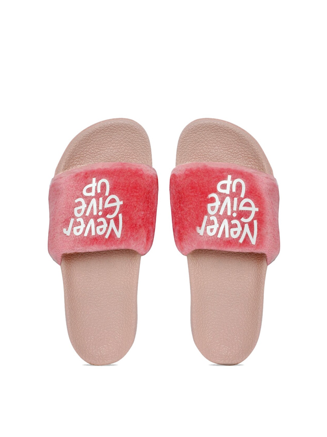 

AMACLASS Women Pink & White Printed Sliders