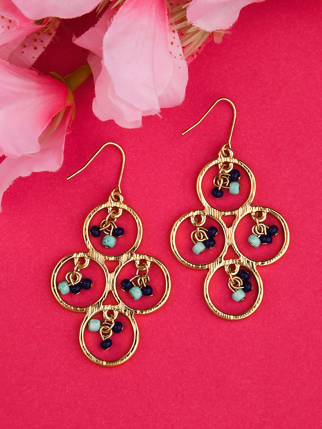 

Accessorize London Blue & Gold-Toned Geometric Drop Earrings