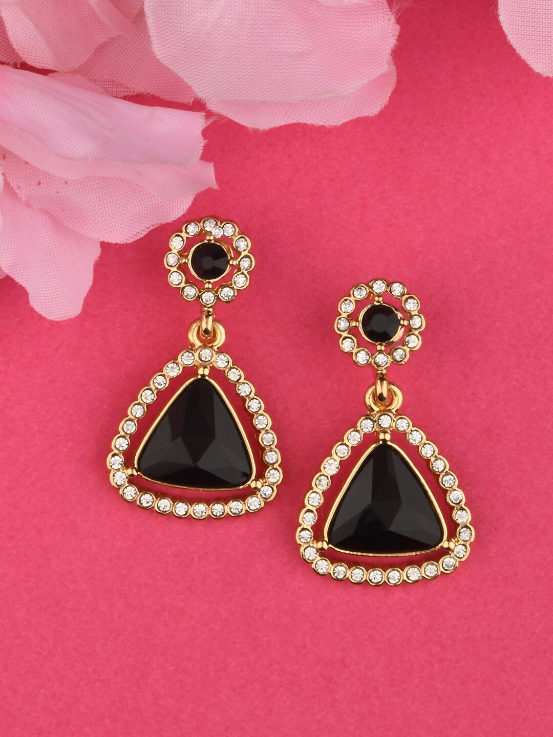 

Accessorize London Black & Gold-Toned Geometric Drop Earrings