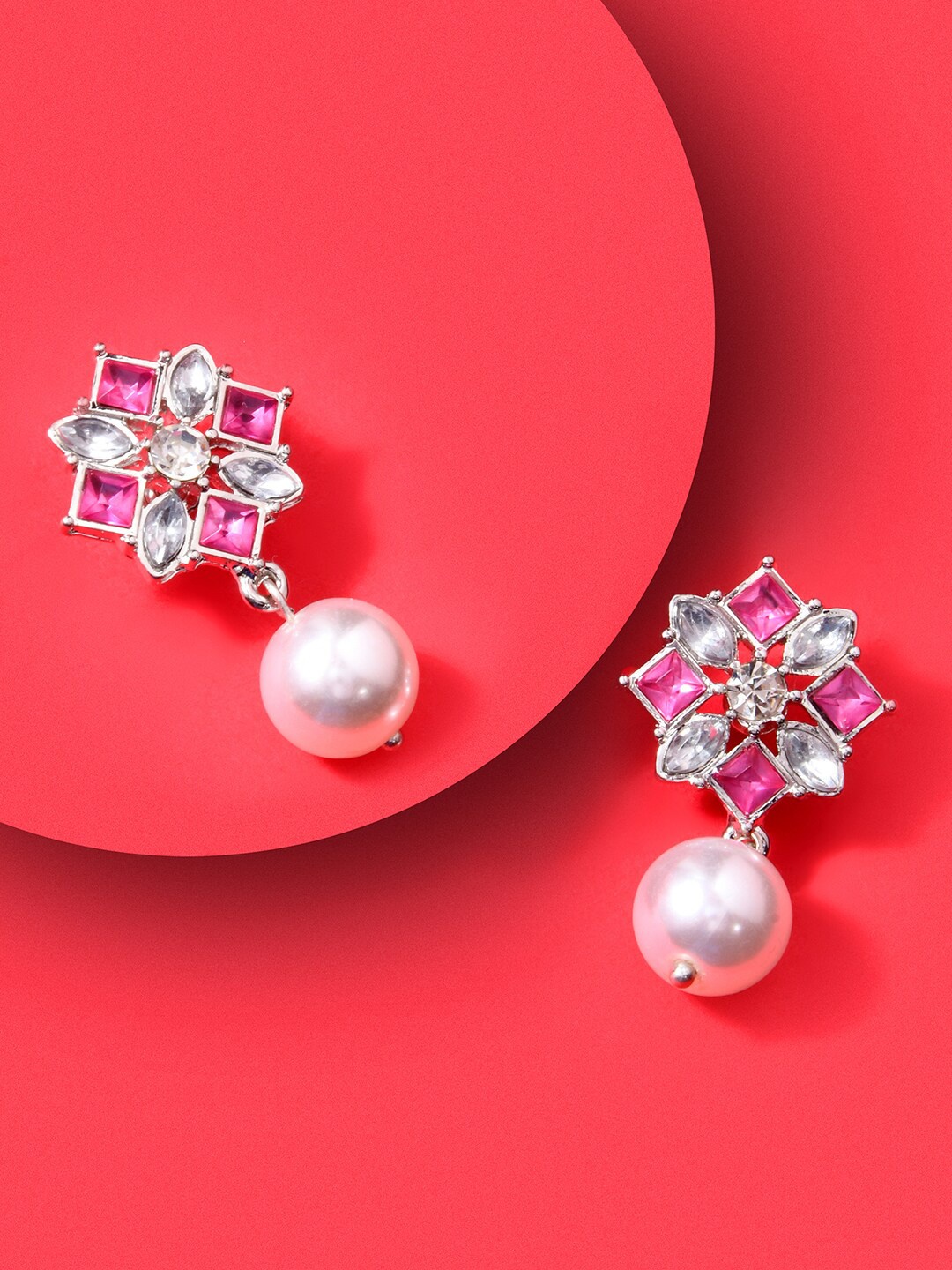 

Accessorize London Pink Pearl Geometric Drop Earrings