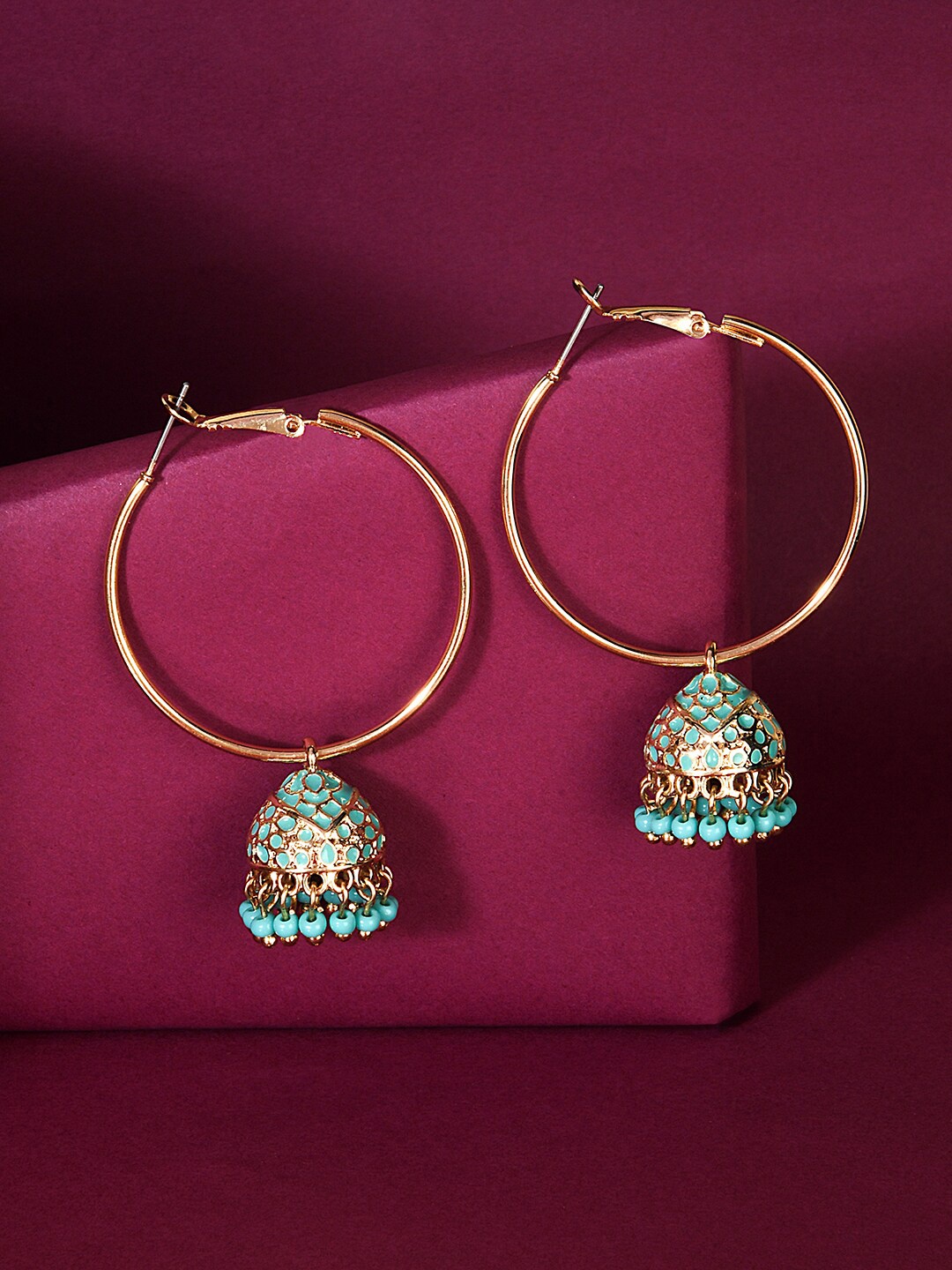 

Accessorize London Meenakari Dome Jhumka Hoop Earrings, Teal