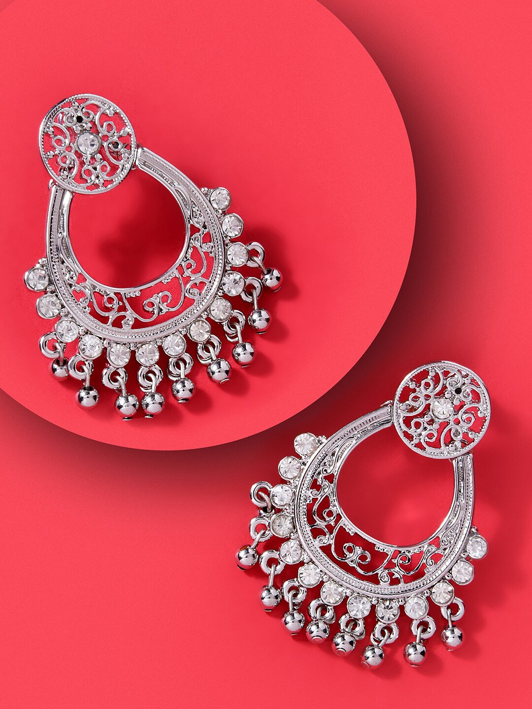 

Accessorize London Women Silver Filigree Chandbali Earring