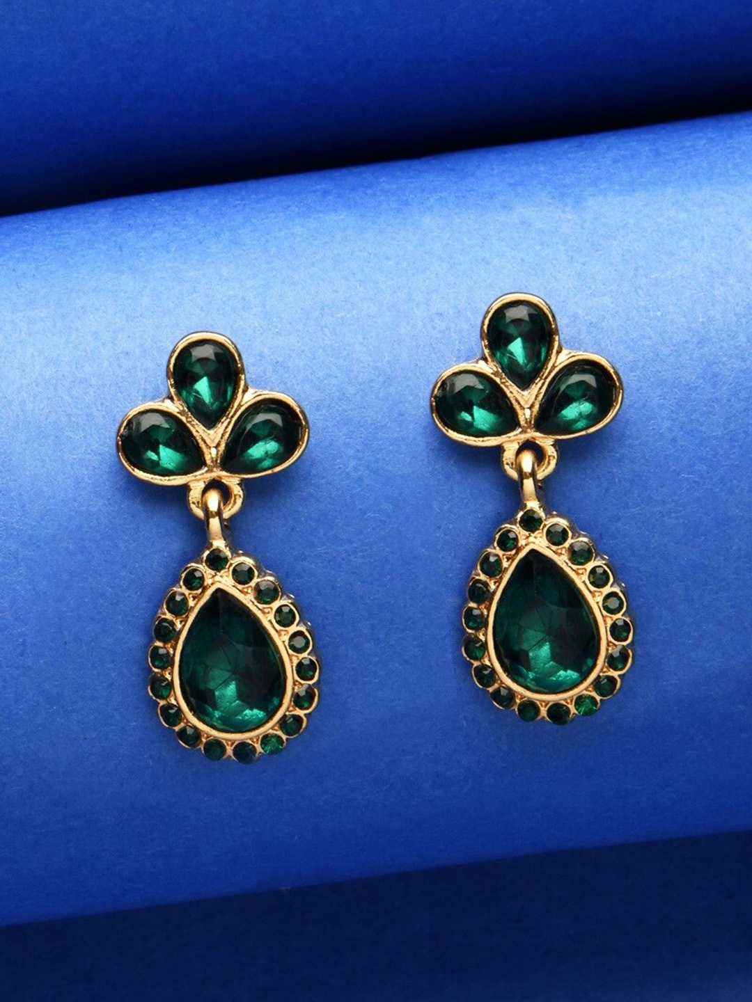 

Accessorize London Stones Studded Teardrop Drop Earrings, Green