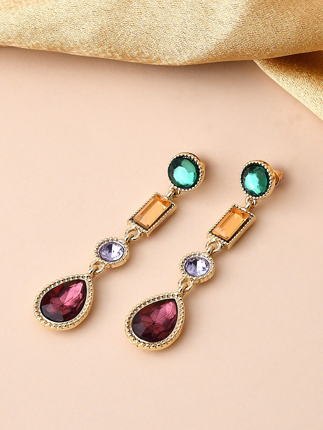 

Accessorize Stones Studded Geometric Drop Earrings, Multi