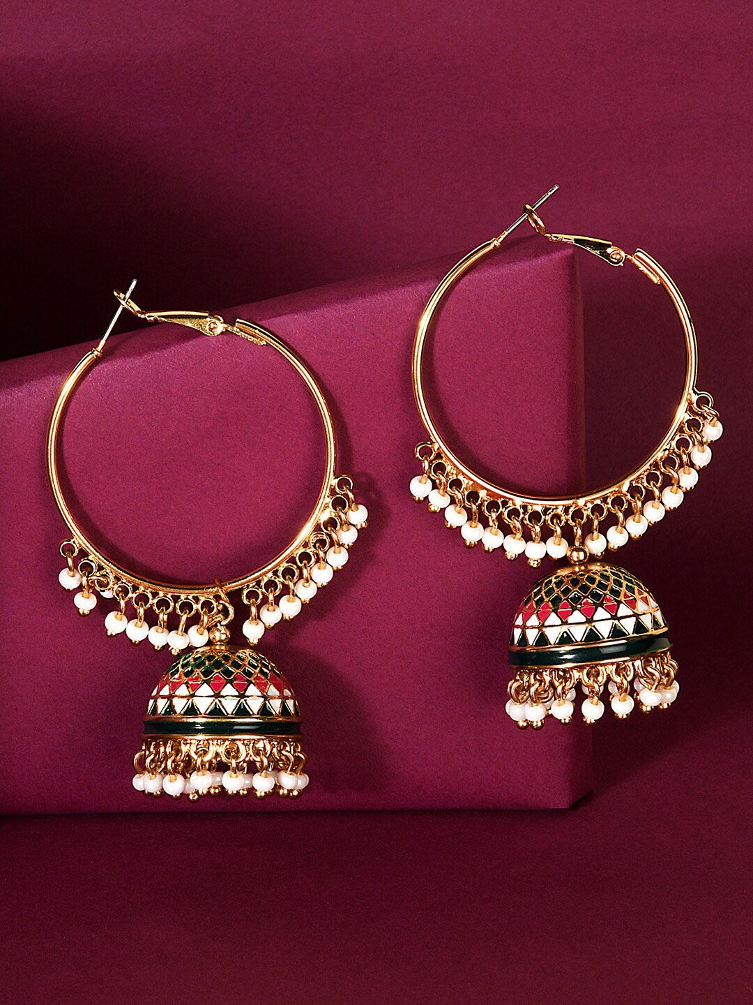 

Accessorize Green Geometric Jhumkas Earrings