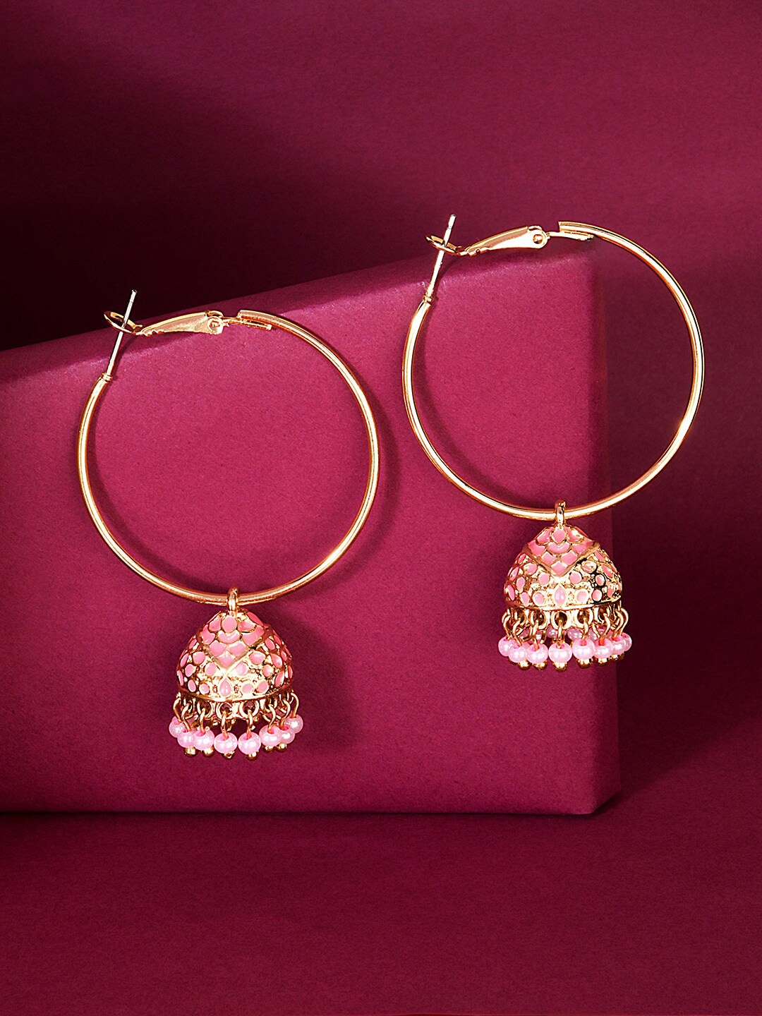 

Accessorize London Meenakari Jhumka Hoop Earrings, Pink