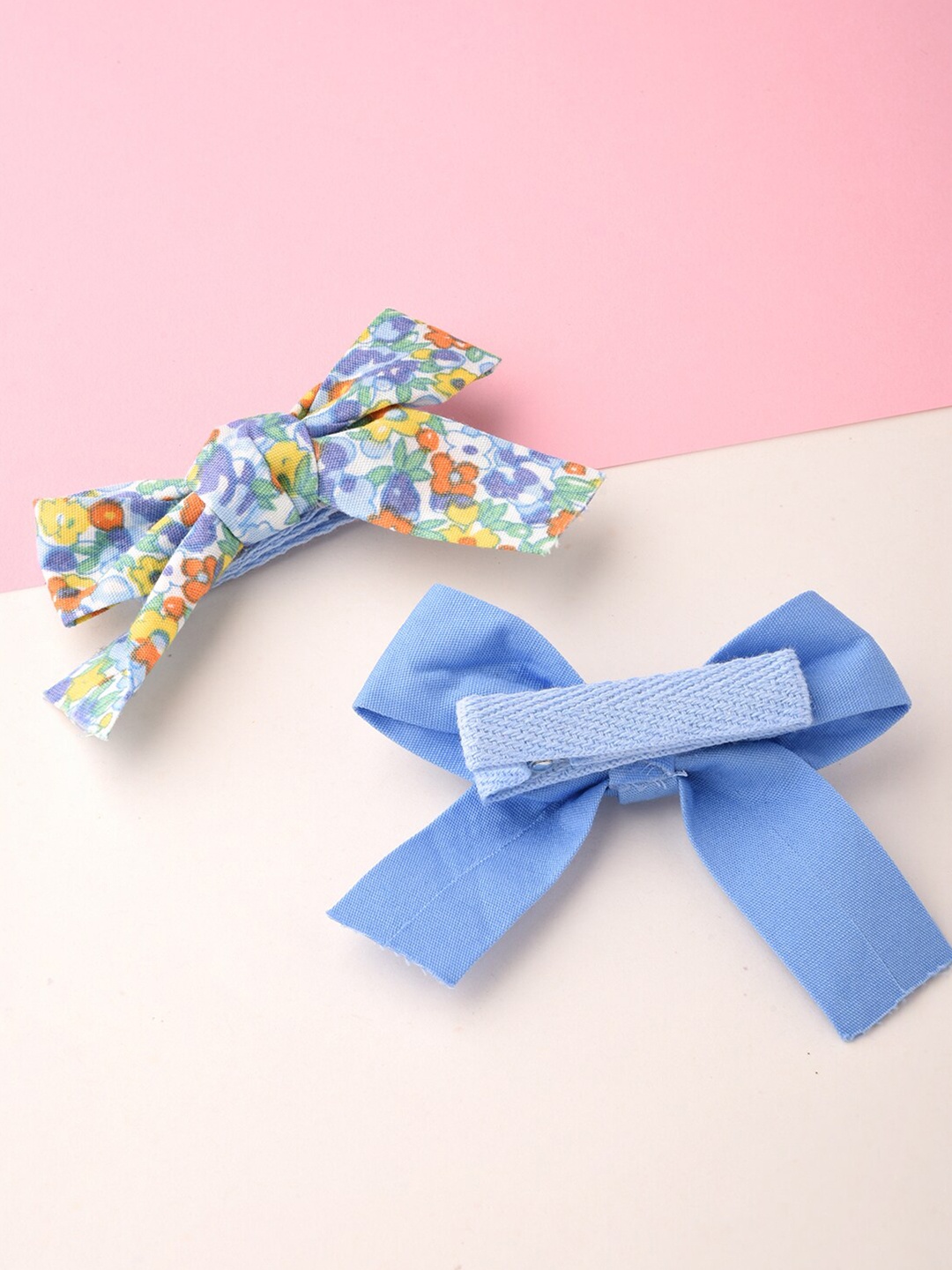 

Toniq Kids Set Of 2 Blue Floral Printed Bow Party Hair Cips