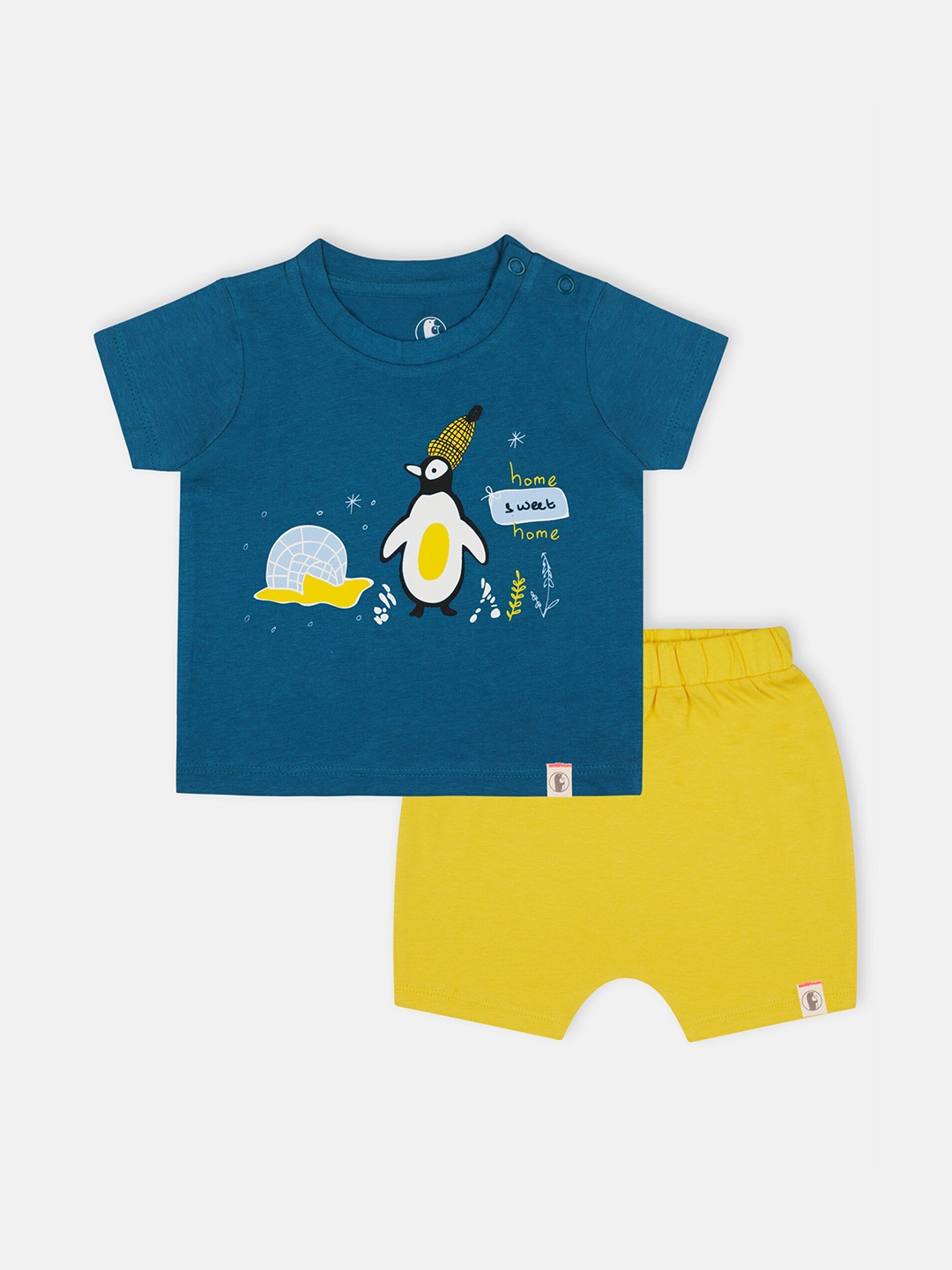 

Babysafe Boys Blue & Yellow Printed Cotton T-shirt with Shorts