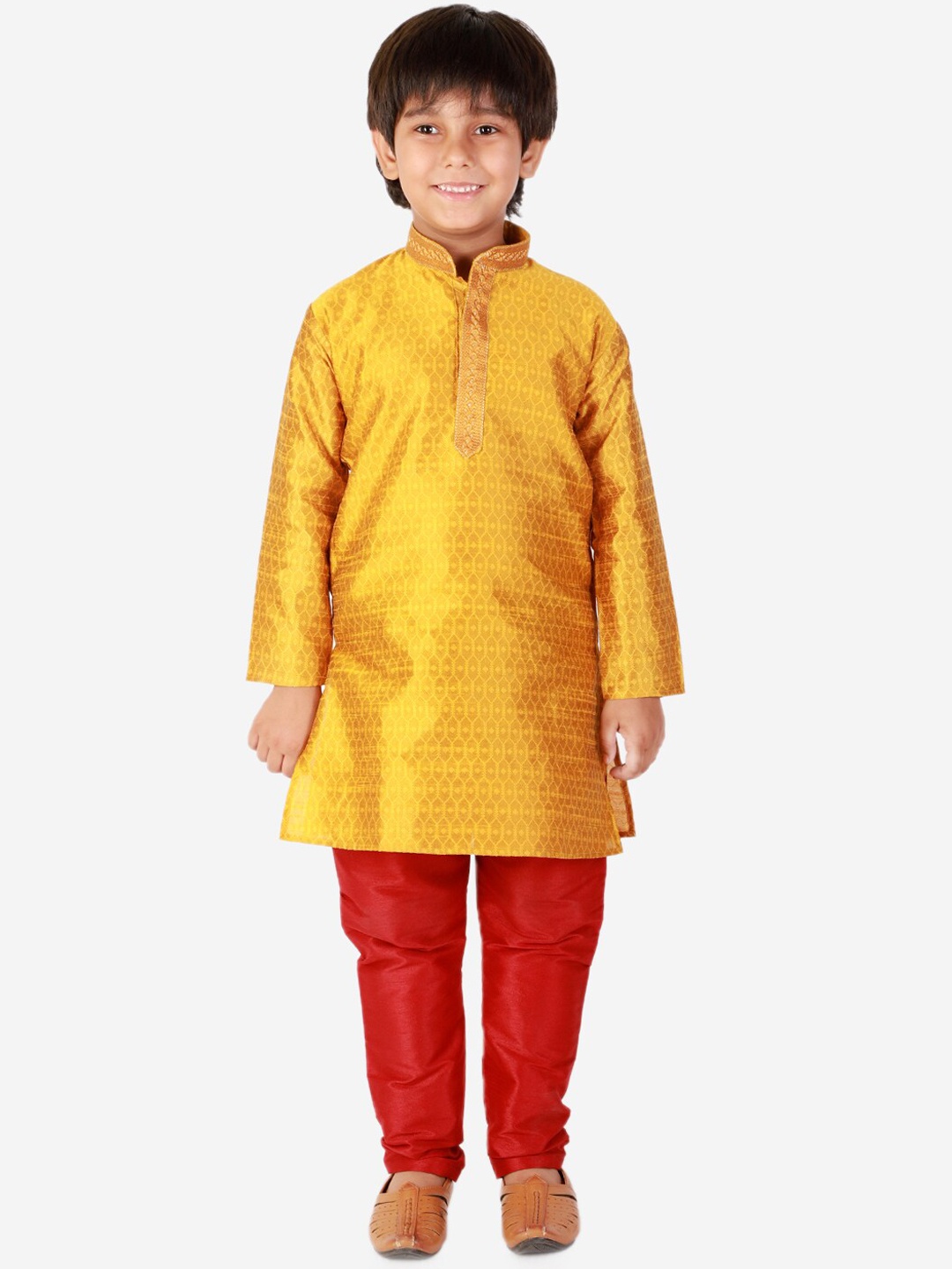 

Pro-Ethic STYLE DEVELOPER Boys Gold-Toned Dupion Silk Kurta with Pyjamas