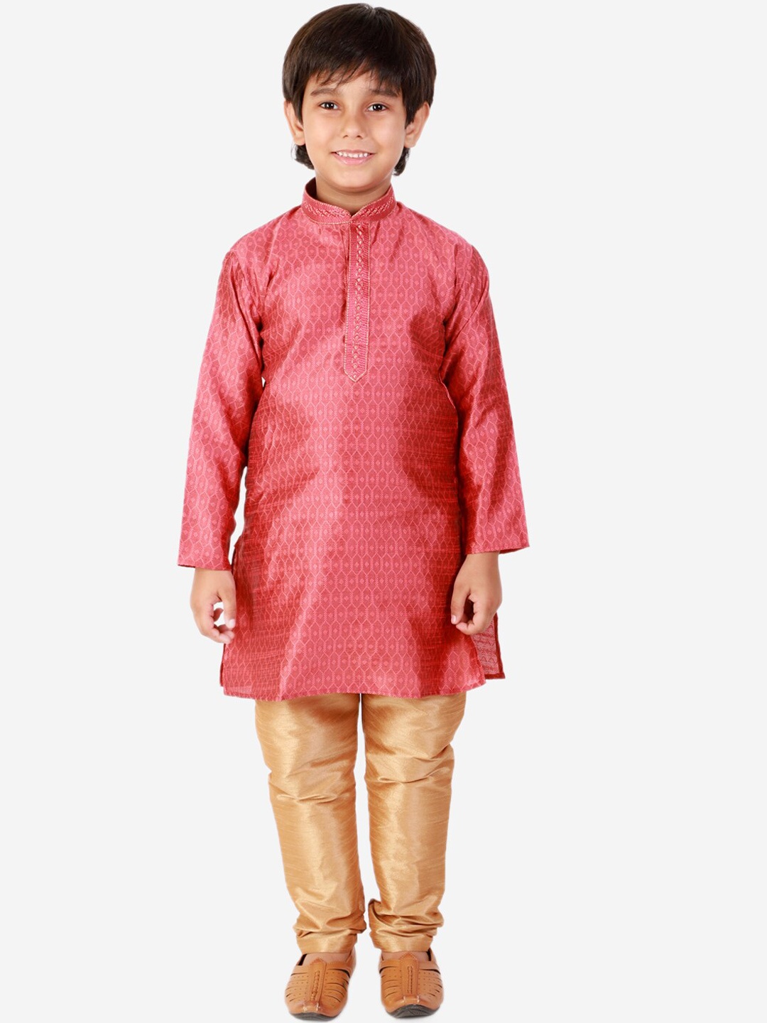 

Pro-Ethic STYLE DEVELOPER Boys Maroon Dupion Silk Kurta with Pyjamas