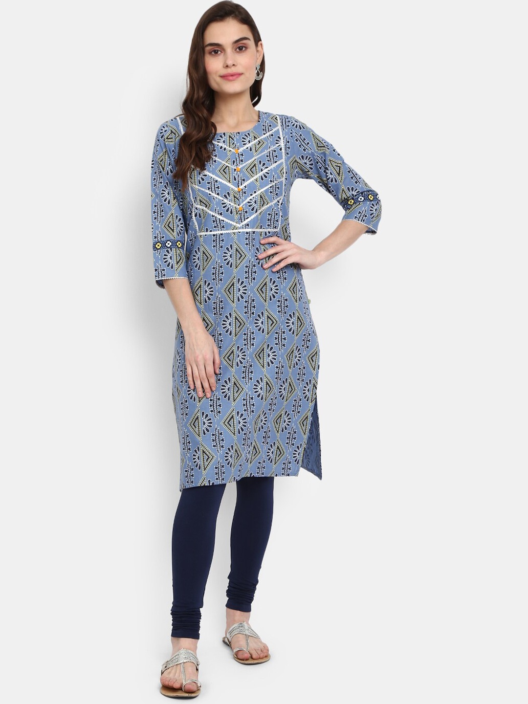 

V-Mart Women Blue & white alyssum Ethnic Motifs Printed Kurta