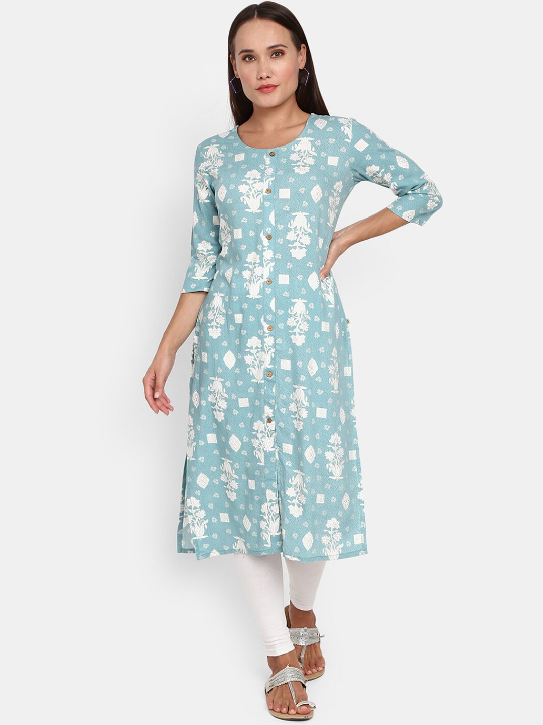 

V-Mart Women Blue Floral Printed Kurta
