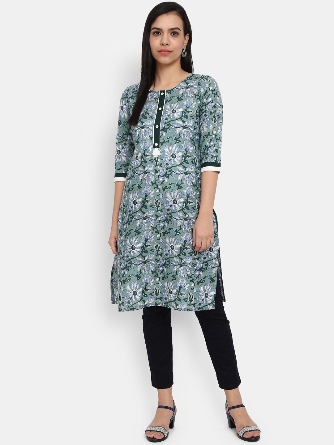

V-Mart Women Green Printed Kurta