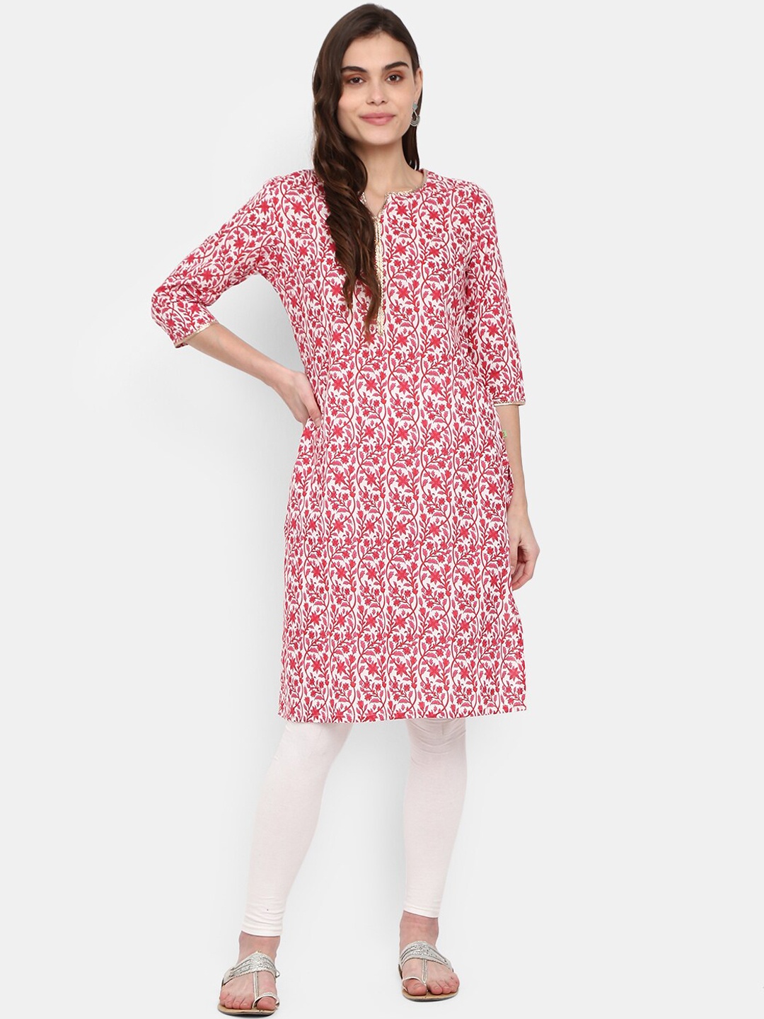 

V-Mart Women Pink Printed Mirror Work Kurta