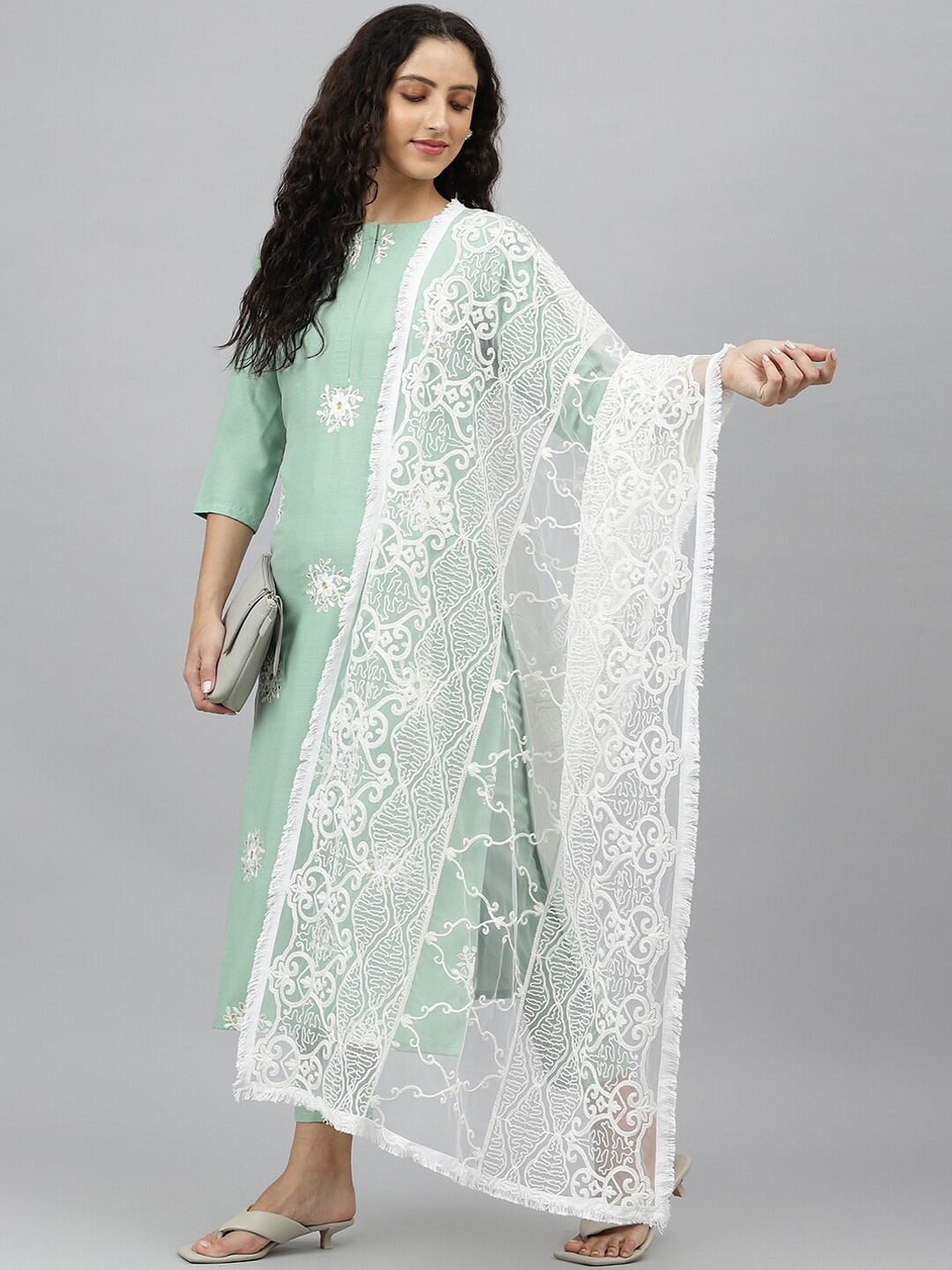 

KALINI Women Green Ethnic Motifs Printed Kurta with Trousers & With Dupatta