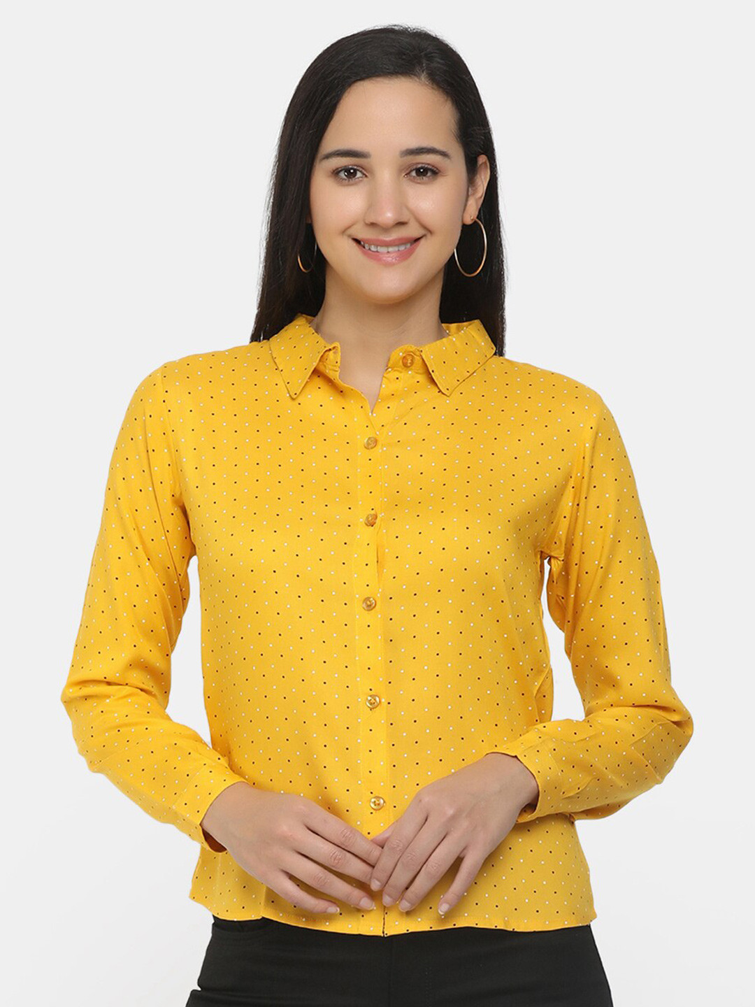 

V-Mart Women Mustard Printed Casual Shirt