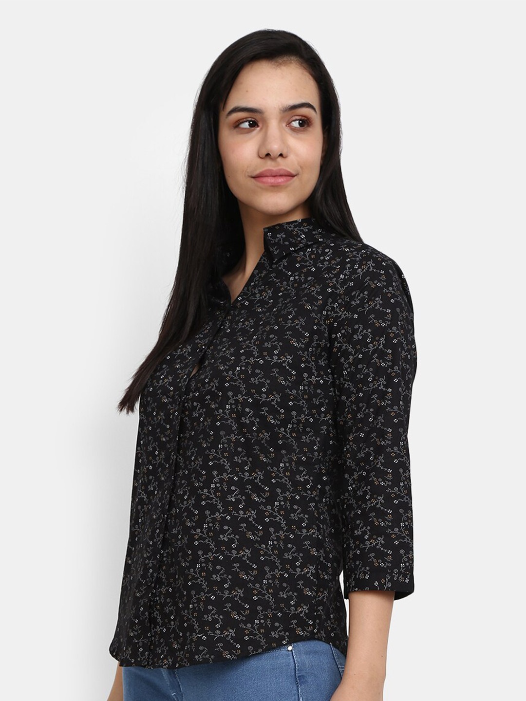 

V-Mart Women Black Printed Casual Shirt